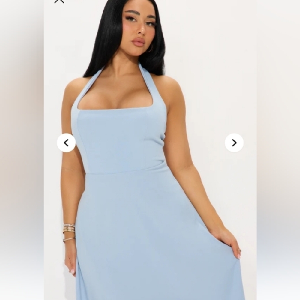 Fashion Nova Light Blue Halter Midi Dress - Picture 2 of 3